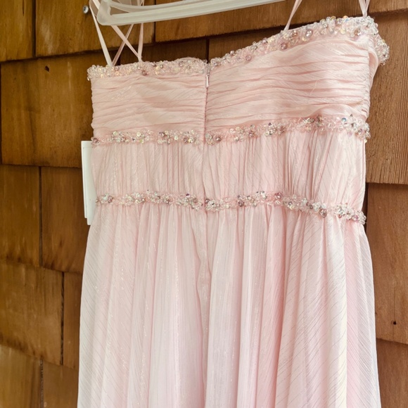 MAC DUGGAL 10 Beaded Ruffle High Low Gown Pink Sleeveless Chiffon 68096 - Picture 12 of 15